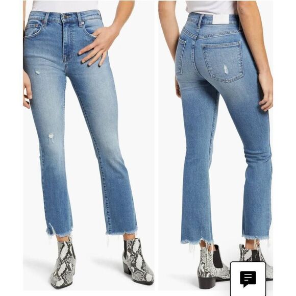 Pistola Distressed Raw Hem  High-W Bootcut Jeans  27 - Picture 1 of 9
